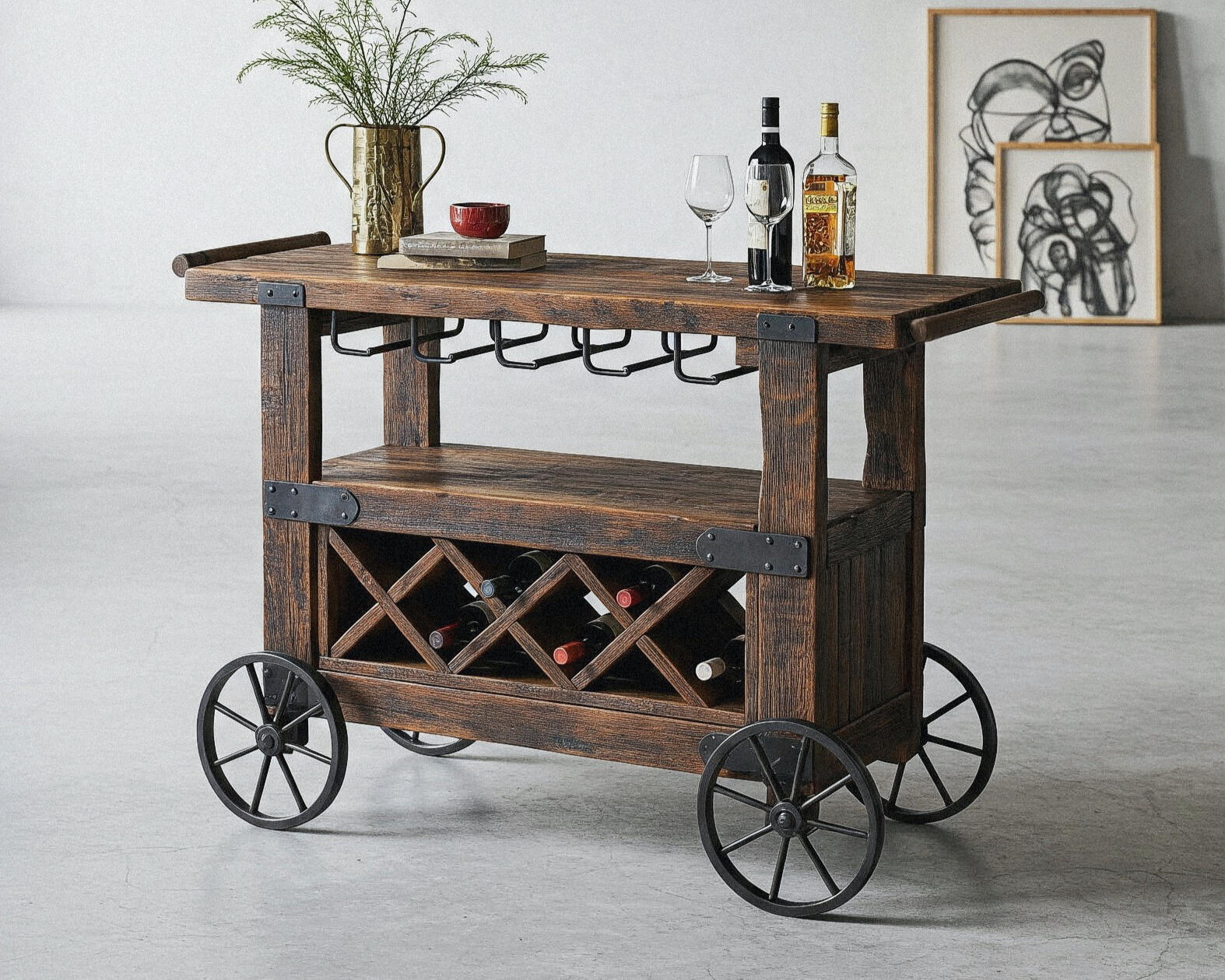 Carrito de servicio con cava de carreta [desde $18,600 MXN]